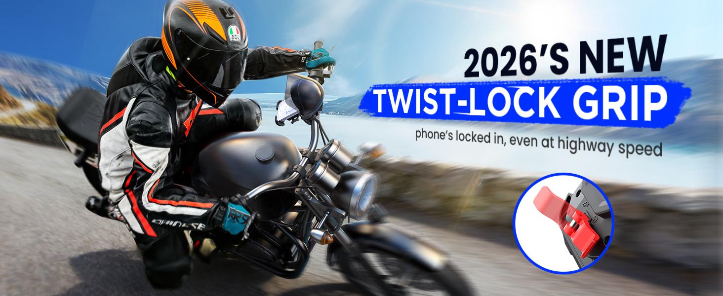 JOYROOM Motorcycle Phone Mount Holder, [NO.1 Sunshade& Rainproof] Phone Holder for Motorcycle ATV Scooter, [1s Quick Lock] Handlebar Phone Mount for iPhone 17 16 15 Pro Max S25, More 5.4-7" Phones