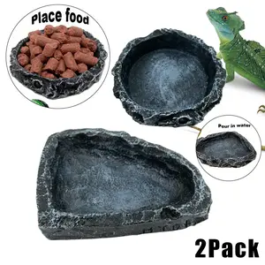 Pack Of 2 Reptile Feeding Dish Corner Bowl, Reptile Water Dish Food Bowl, Reptile Feeding Terrarium Bowls for Bearded Dragon Lizard Frog Gecko Tortoise Hermit Crab