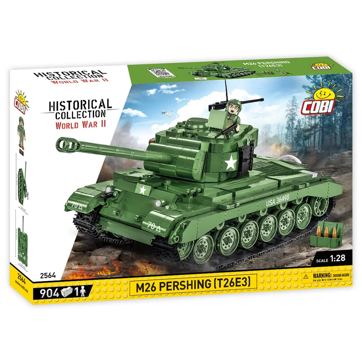 Cobi Historical Collection World War II 1:28 Scale M26 Pershing Tank Building Blocks Set, Age 10+ DIY Model Toy, Bricks & Parts Block Set for Creative Play, Diy Building Model