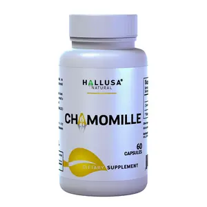 Hallusa Natural Chamomille 60 Capsules 500 mg - Relaxation & Digestive Aid - Soothing Menstrual Support - Gluten-Free Organic Non-GMO Vegan-Friendly