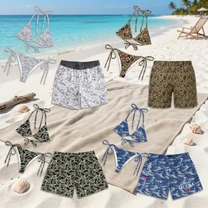 [Summer Deals] Couple Matching Duck Camo Swimwear, Women's String Bikini + Men's Mesh Short, Outfits For Vacation