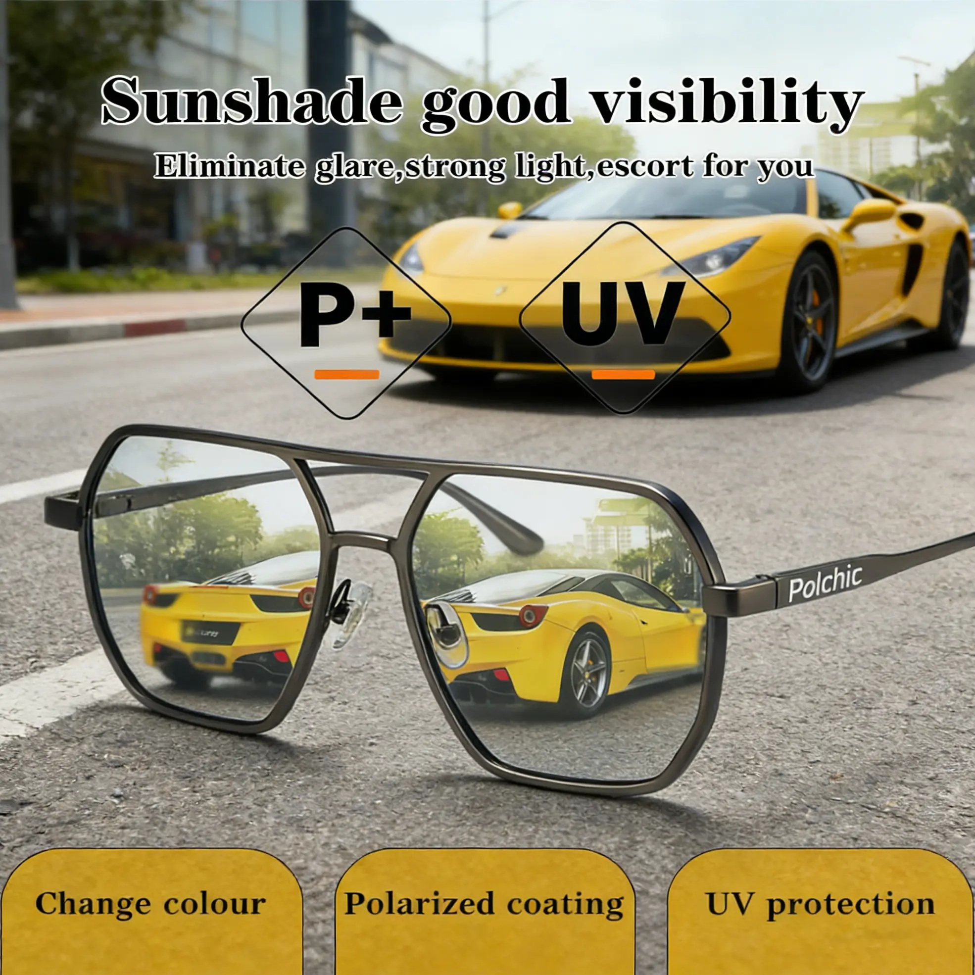 PolChic Aviator Sunglasses, Unisex: UV400 Protection, TAC Polarized Lenses, Designer All-Season 2026 Eyewear, Geometric Double-Beam Frame, For Driving, Fishing, Outdoor Sports & Indoor Use, Trendy Travel Accessories, Lentes de Moda