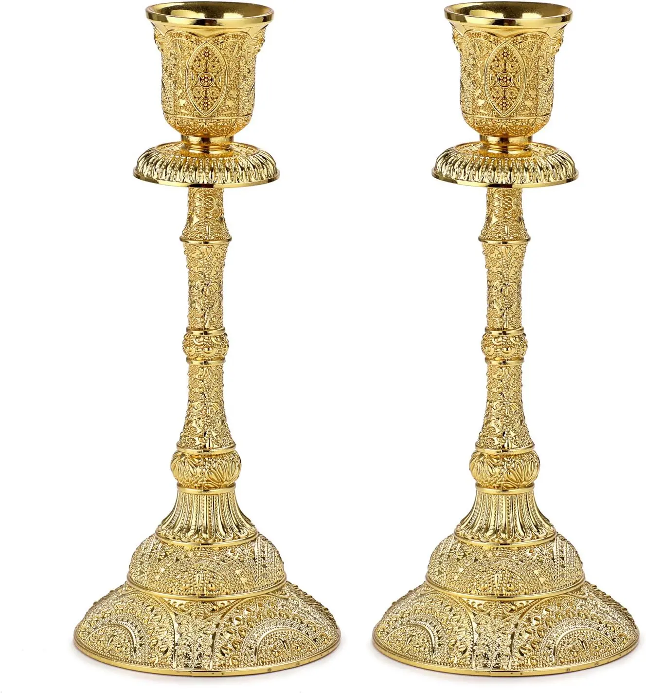Set of 2 Taper Candle Holders  Metal Pillar Candlestick Holders 7.4, Elegant Brass Candle Stick Holders Decor Candelabra Set for Dining Table Centerpieces Wedding  Decoration,