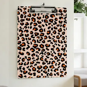 Leopard Print Office Clipboard, Stylish Metal Clip Design, Ideal for Office & Study, File Organization, Note-Taking, 1 Piece Set