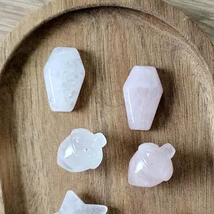 Fall Crystal Carvings in Clear Quartz and Rose Quartz