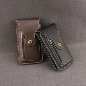 New PU Leather Mobile Phone Waist Bag with Belt, Multifunctional Solid Dual Pocket for Men's Outdoor Construction Site Use, Phone Case for iPhone 14/15/16 Pro Max/Plus & Samsung Galaxy S24/S23/A54/A14/Z Fold/Z Flip