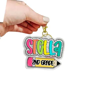 Custom Back To School Keychains Gift, Personalized School Name Keychain, Backpack Name Tag, Custom Backpack Name Keychain, First Day Of School