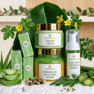 LOVALOCAESSENTIALS 6pcs Combo Set Cerasee Moringa & Aloe Vera Soap Natural 3 Soap 1 Cream 1 Scrub 1 Serum Handmade Organic Ingredients