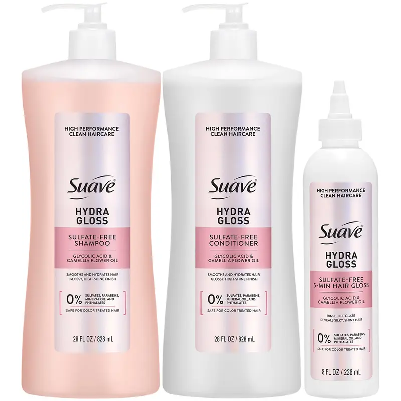 Suave Hydra Gloss Bundle - SH+CD 28 Oz. Ea. and Glazing Treatment Cream 8 Fl. Oz.