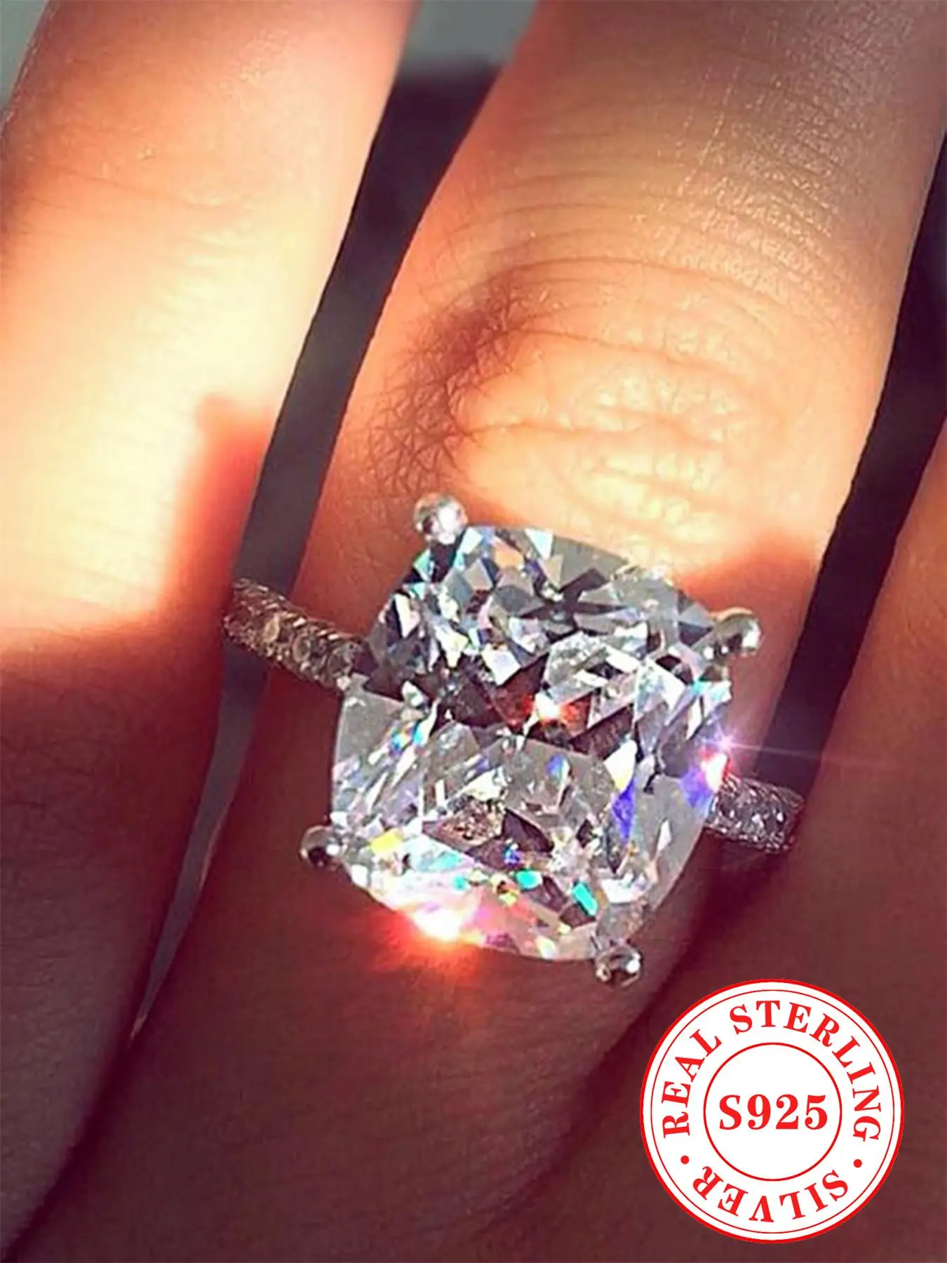 925 Sterling Silver Luxury Gorgeous Artificial Diamond Ring, Fashionable Wedding Engagement Ring, Fashion Jewelry Gift for Women, without Box