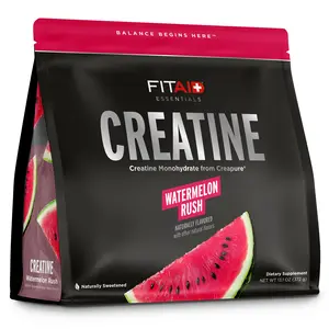 FITAID Creatine Powder – Watermelon Rush, Zero Sugar, Naturally Sweetened, CreaPure Creatine Monohydrate – Clean Workout Supplement – 60 Servings
