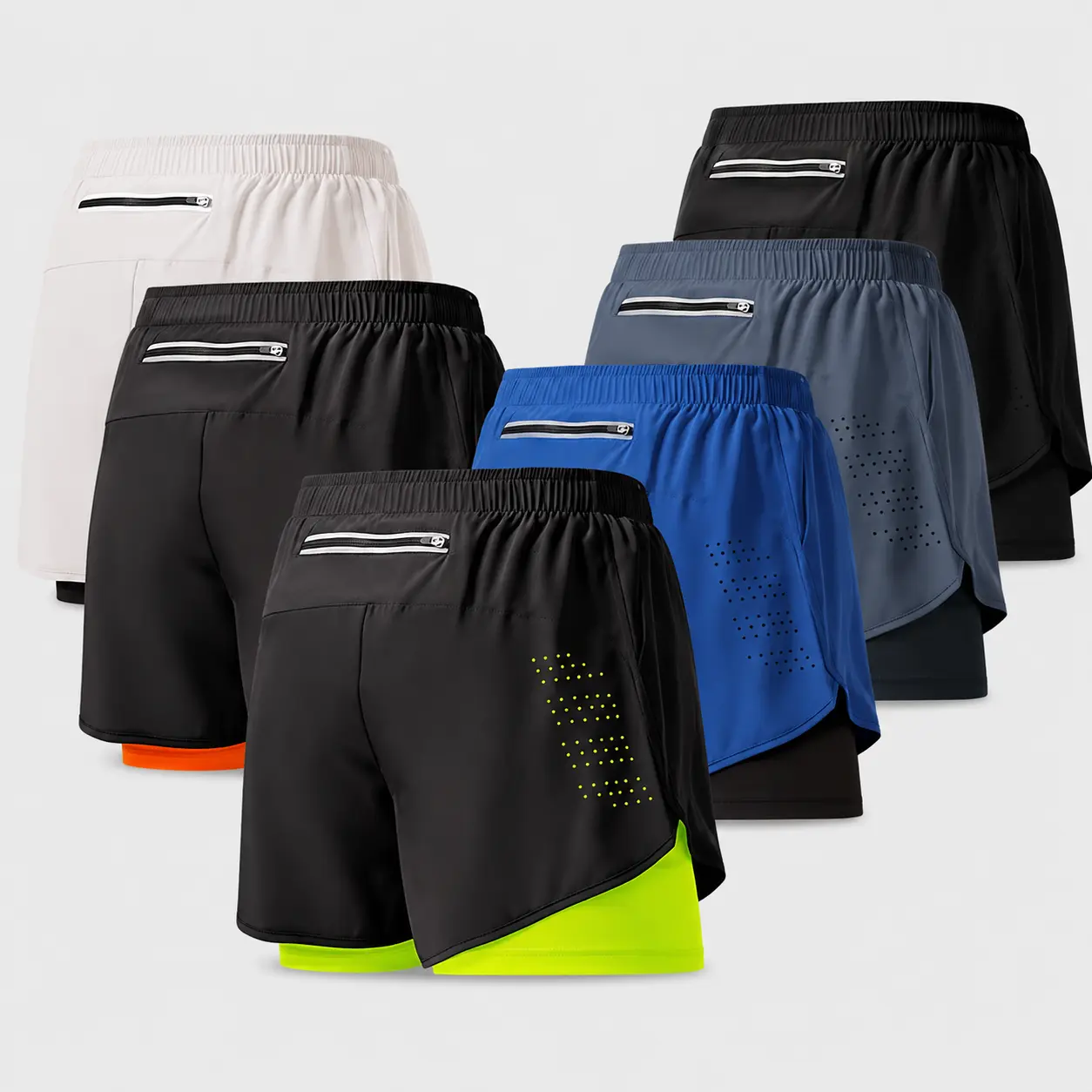 Men's Running Shorts Quick-drying Fitness Black Double Layer Shorts Men New Sport Workout Training Bodybuilding Short Pants