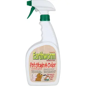 Earthworm Pet Stain Remover & Odor Eliminator - Urine Eliminator Natural Enzyme Formula, Fragrance Free Spray - 22 oz