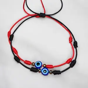 Set de 2 Pulseras de ojo turco en color rojo y negro