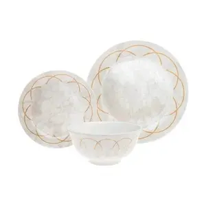 Rosalie 12 Piece White & Gold Dinnerware Set