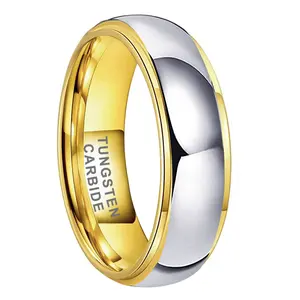 【Durable & Scratch Resistant】Yonifu Mens Tungsten Carbide Wedding Ring 6mm Comfort Fit Polished Gold Silver Promise Band Gift for Wedding Anniversary