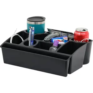 Vehicle Seat Organizer-Car Storage Caddy With Carrying Handle, 2 Large Cup Holders, 10 Compartments, Hidden Extra Storage, Fits Most Vehicles, Made in USA From Recycled Plastic