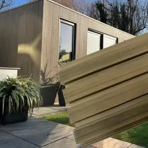 Pale Oak Teak Composite Siding Slat Panels for Exterior Outdoor Walls