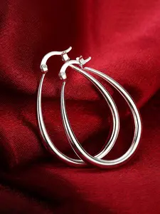 Elegant Silver Color 41mm Smooth Circle Earrings, Perfect Party & Wedding Jewelry Accessory, Ideal Gift for Her