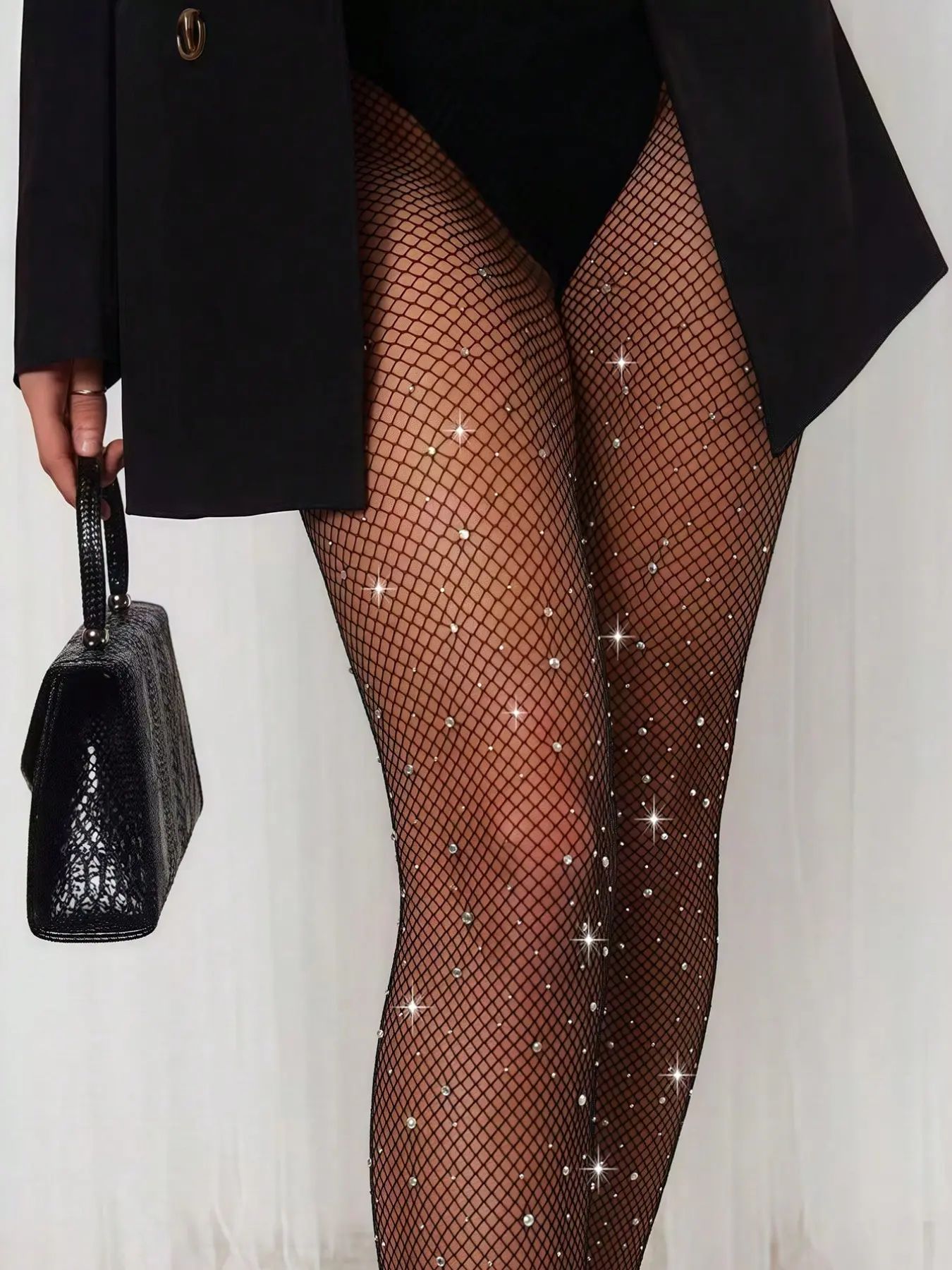 High-Quality Fishnet Stockings, Crystal Body Socks, Luxurious Sexy Underwear for Nightclubs, Dates, Weddings, Bridal Wear