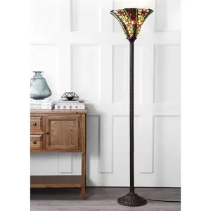 JONATHAN Y Williams Tiffany Torchiere LED Floor Lamp; for Living Room,Bedroom, Kitchen, Office