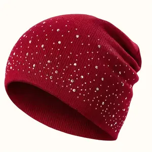 Festival Sparkle Hat with Random Rhinestones - Lightweight Breathable Beanie for Burning for Man and Music Concert Party Outfits - Unisex Minimalist Solid Color Cap for Women Men, Outdoor Rave Bohemian Style Headwear Accessory, Stylish Headwear, Hand Wash