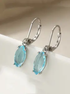 Classic Elegant Blue Teardrop Synthetic Zircon Earrings, Exquisite Women's Jewelry for Everyday Dates, Perfect Holiday Gift