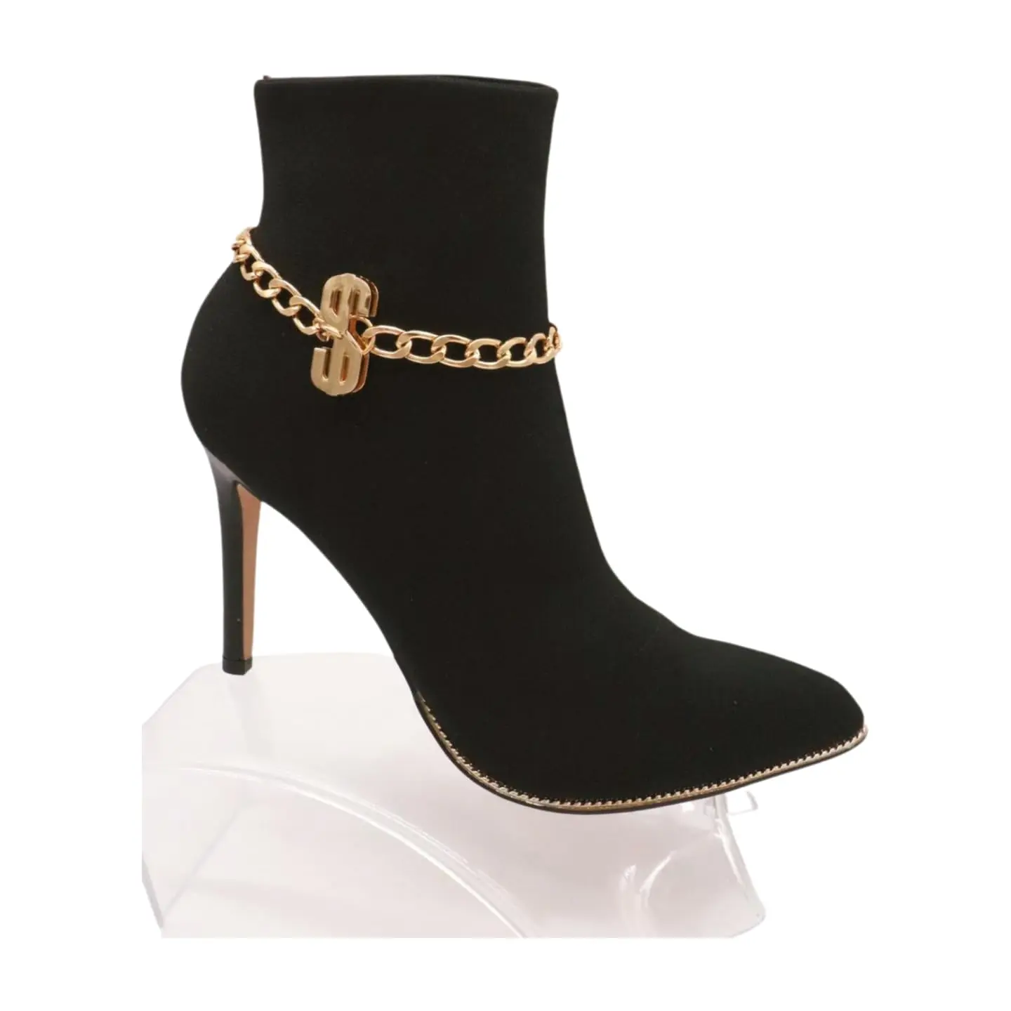 Women Western Fashion Gold Metal Boot Chain Bracelet Shoe Anklet $ Dollar Sign Charm Jewelry