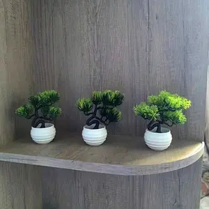 3pcs Artificial Miniature Potted Plants, Plastic Fake Decorative Plants for Home Office Bedroom, 12cm Garden Decor, Gift for Birthdays & Graduations, Fake Greenery Plants