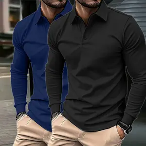 2-pack men's long-sleeve Polos — classic design, soft fabric, slim fit for everyday wear that's casual and stylish
