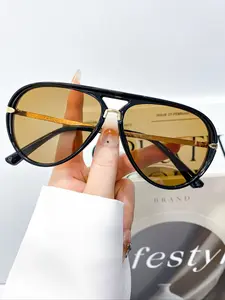 New Vintage Oval Glasses, Metal Frame Design, Unisex Simple Versatile Decorative Eyewear, Stylish Women Men Fashion Accessories