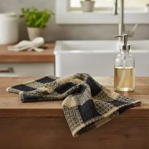Buffalo Black And Tan Check Dishcloth Set of 3