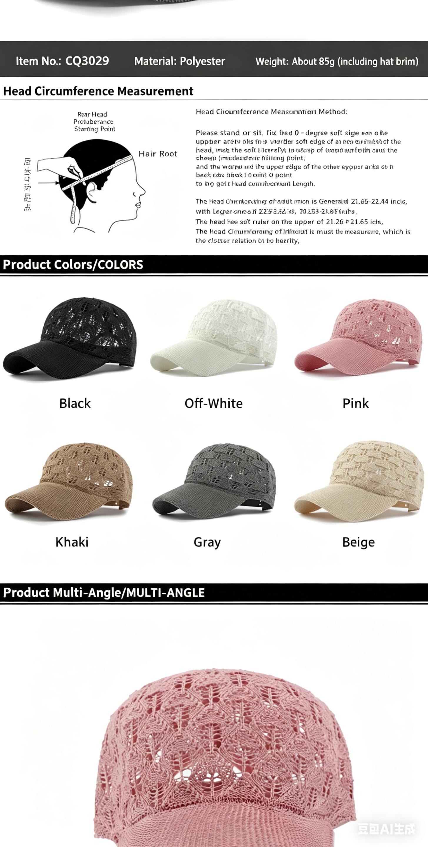 2PCS Women's Openwork Summer Outdoor Sun Protection Hat, Breathable Mesh Baseball Cap, Versatile Visor Cap