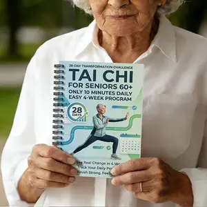 Tai Chi manual for seniors & beginners. Spiral-bound, daily exercises with gradual difficulty. Gentle movements for Healthy fitness & practice. Step-by-step guide