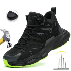 New Steel Toe Work Shoes Men Safety Shoes non-slip Sneakers Anti-Smash Work Boots Indestructible soles Work as hiking all-season outdoor Roofing Shoes