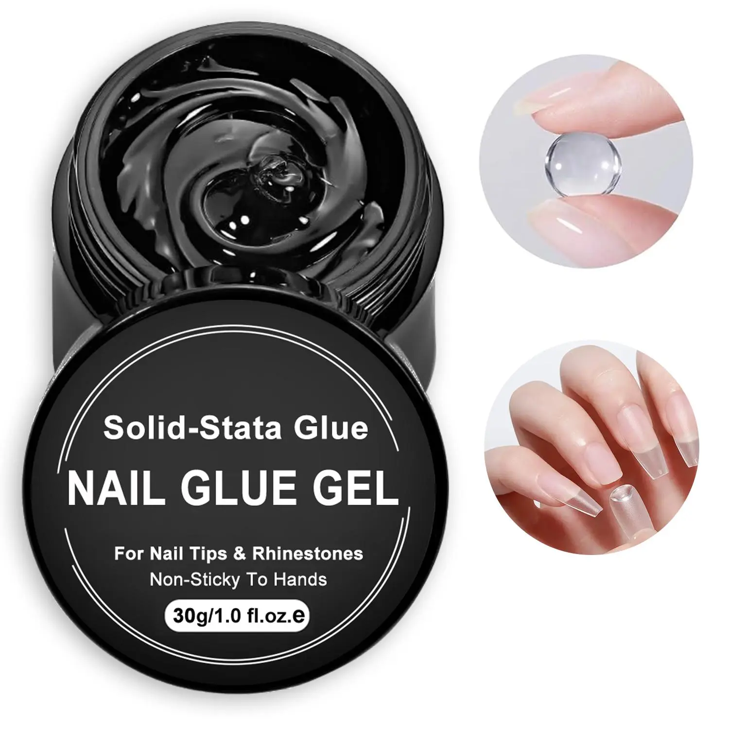 Transparent Solid Nail Glue Gel, Extension Nail Gel, Rhinestone Gel, Nail Adhesive, Strong Adhesion Solid Gel for Nail Art DIY, Nail Tips, Acrylic Nails and Stick on Nails, Need UV Light Cured, Nail Art Supplies