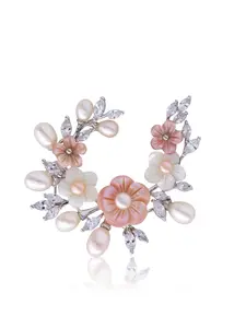 Luxurious Natural Pearl Brooch for Women, Shell Flower Lapel Pin, Fashion Accessory for Suits and Clothing, Elegant Jewelry Gift
