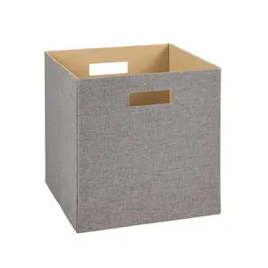 Grey 13-Inch Fabric Storage Cube Bin – Foldable Closet Organizer Box for Shelves, Living Room & Home Décor