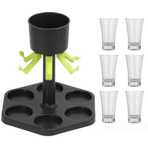 6 Shot Dispenser And Holder, Shots Game Accessories, Fair Pouring Dispenser, Tray Set, No One Can Raise Fish Now (with 6 cups)