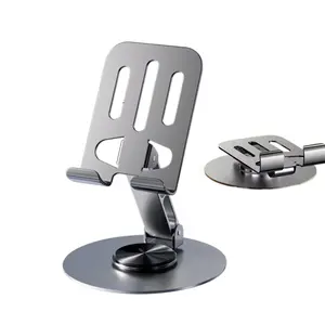360° Rotating Phone Stand, Compact Portable Foldable Desktop Holder, Compatible with All Smartphones and Tablets, Ideal for Home and Office