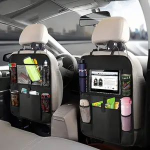 Car Back Seat Organizer For Kids With Clear Touch Screen Tablet Holder and Storage Pockets, Car Backseat Hanging Bag, Protector Kick Mat Organizer, Car Accessories Universal Storage Bag Net