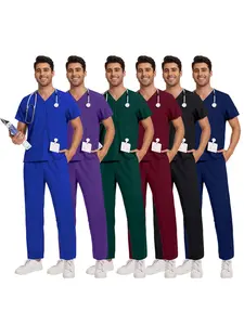 Unisex Medical Scrubs Set for Nurses - Clinical Workwear Top and Pants, Professional Healthcare Uniform