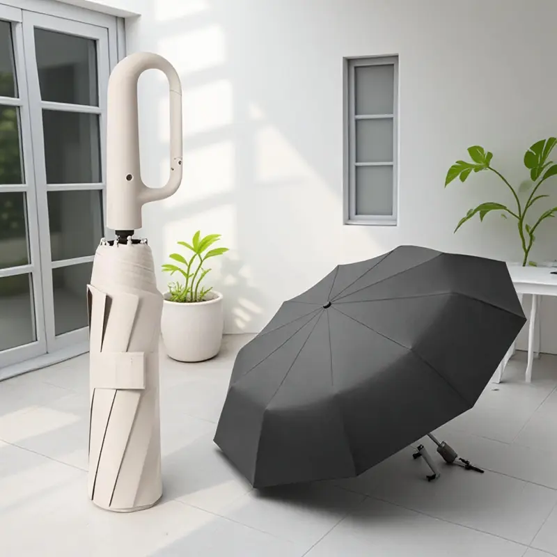 Foldable Auto Windproof Portable Pocket Sun Rainproof Compact Travel Umbrella with Snap Button Design for Outdoor Travel Unisex Automatic, Lightweight Waterproof Umbrella