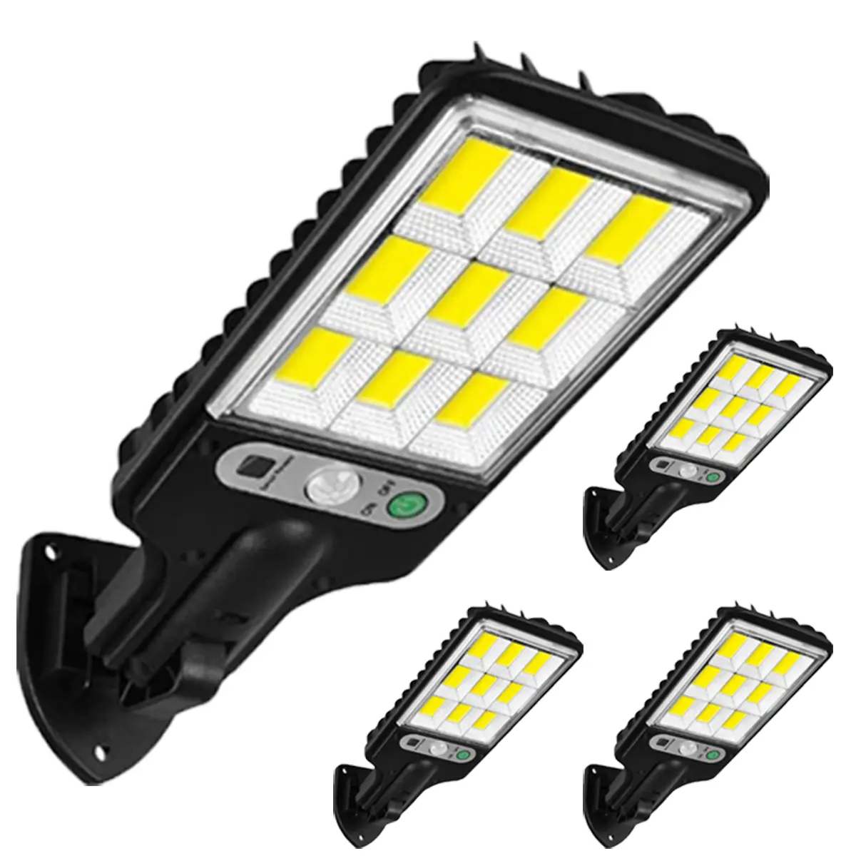 Solar Street Lights Outdoor, 4-Pack 108 LEDOutdoor Lights with Remote Control, Dusk toDawn 6500K Adjustable Angle Flood Lights, IP65Waterproof Solar Wall Lights with Motion Sensorfor Yard, Porch