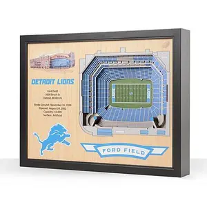 Football Fan Shop Officially Licensed NFL Detroit Lions 25-Layer StadiumView 3D Wall Art