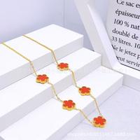 Five-flower Double-sided Necklace Red