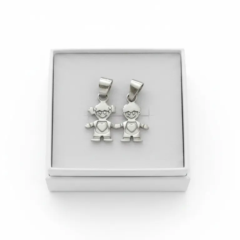 925 Stamped Silver Boy-Girl Figure Charming Pendant Necklace - Unisex Children's Jewelry, Casual Daily All-Seasons Accessory, Ideal Shared Gift for Girls, No Excessive Decorations