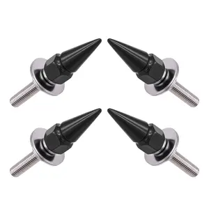 Honibaoto 4 PCS Spike License Plate Screws Anti-Theft Metal Bolts for Car Truck & Motorcycle Pointed Security Fasteners Cool Decorative Frame Accessories