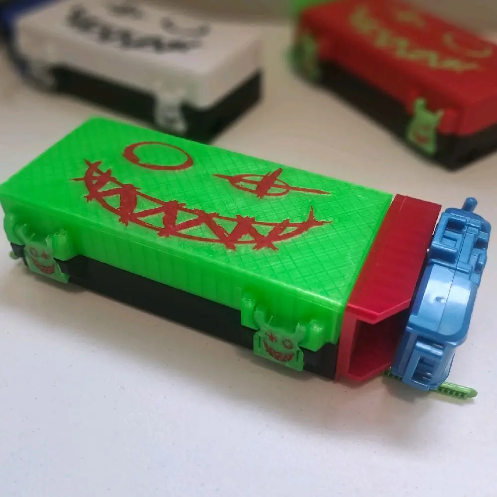 Left Hand Beyblade X Mega Deckbox- Grin Art - Holds 3 Beys, 1 Launcher, and 1 Ripcord