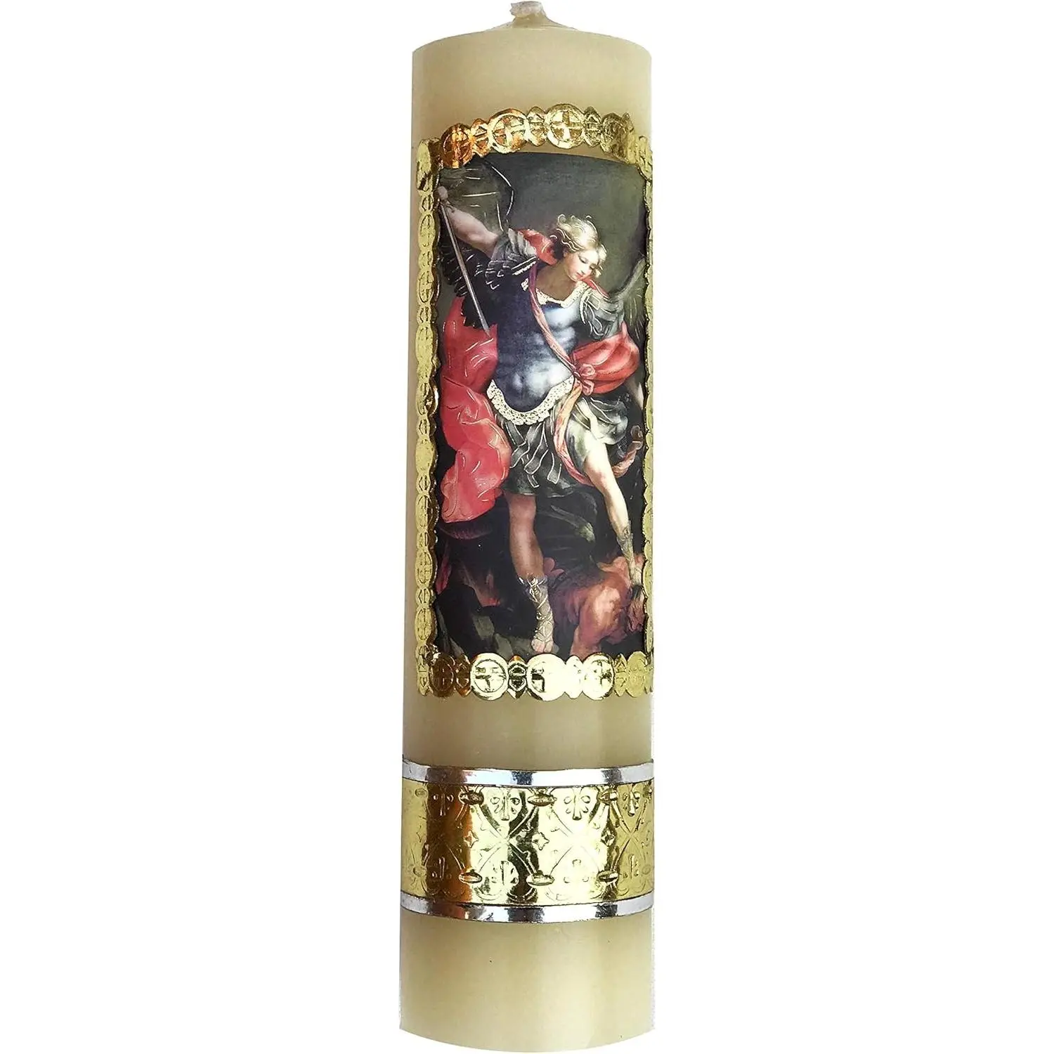 Saint Michael Colorful Protection Candle Angel Vela de San Miguel Arcangel